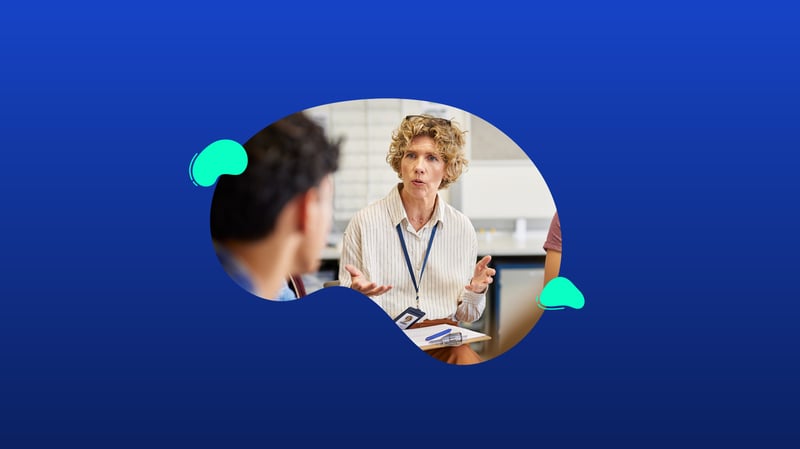 Blog Cover Image - SaaS & TeacherMatic - AI, Ofsted and Teacher Expertise  - Blue Background